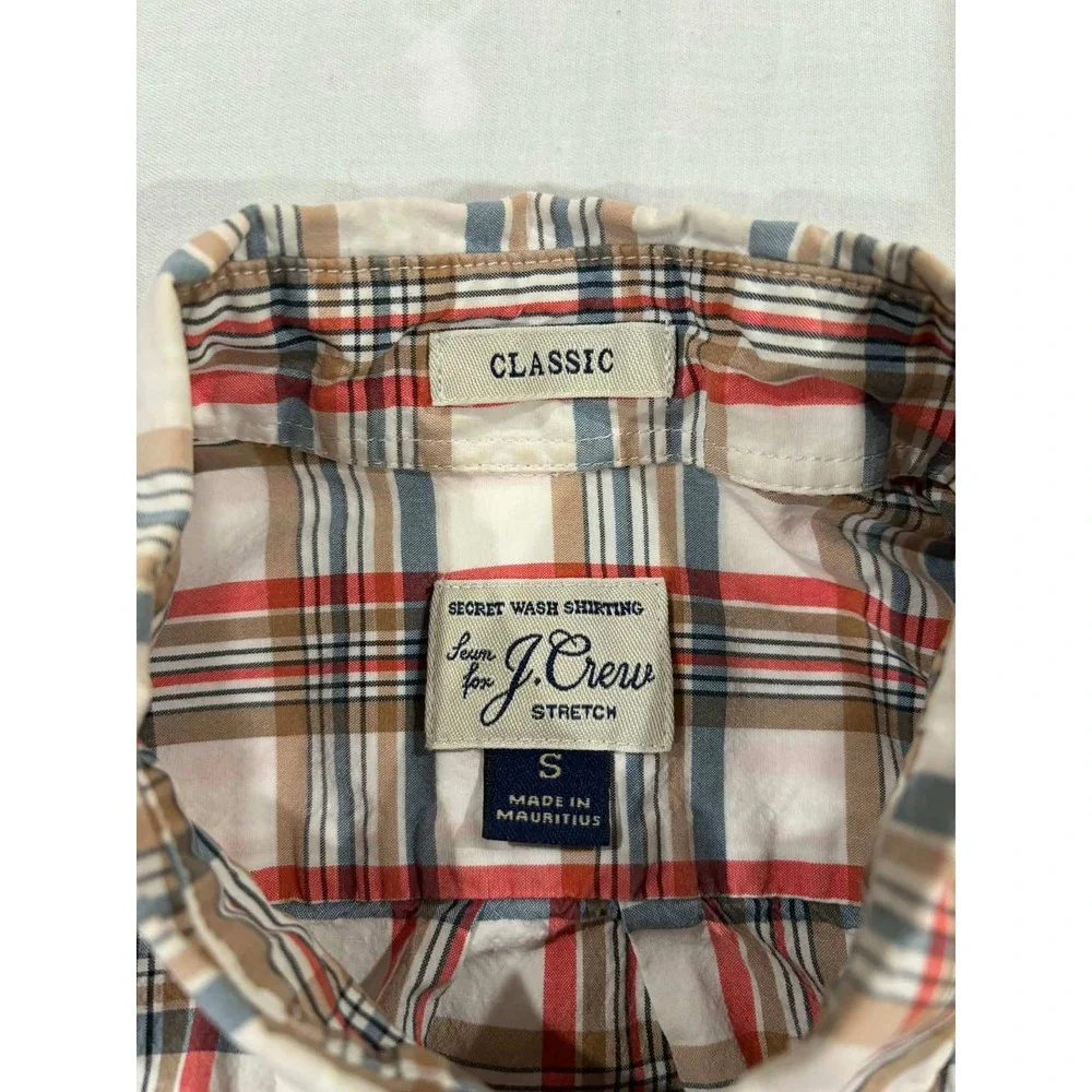 J Crew Classic Plaid Button Down Shirt‎ Stretch Secret Wash Men Size S